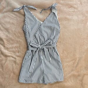 Striped Black and White Romper